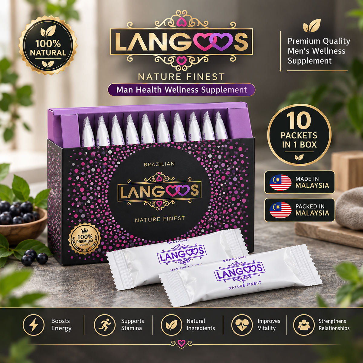 Langoos Herbal Wellness 10 Sachets In 1 Box